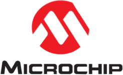 Microchip Technology logo: Red abstract 'M' symbol inside a circle above the black text "MICROCHIP".